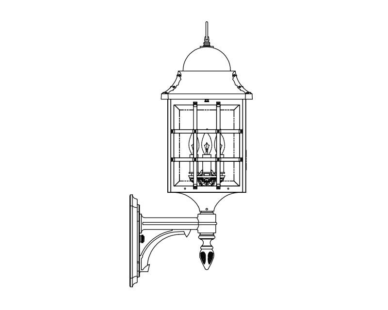 Revere, Large, aluminum, Wall Mount, Clear acrylic, (3) 40W B10, 120V